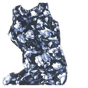 Navy blue floral midi dress